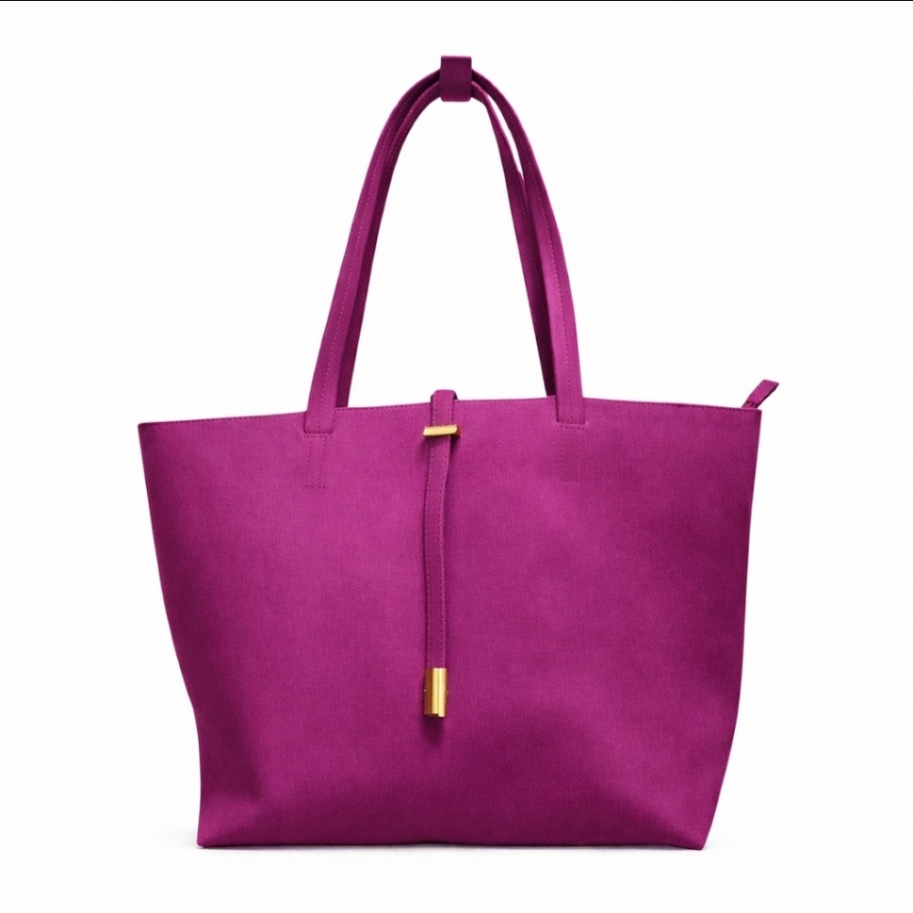 Vince Camuto Leila Purple/Pink Saffiano Faux Leather Tote OS